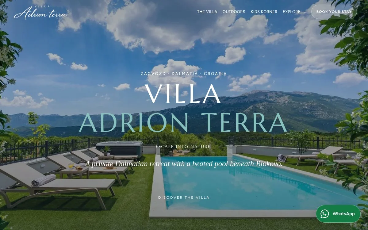 Snimka naslovnice web stranice Villa Adrion terra